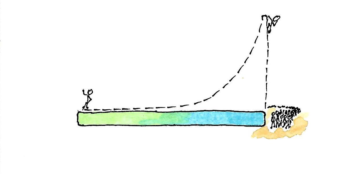 watercolor drawing: dimension with a growing number of people from left to right